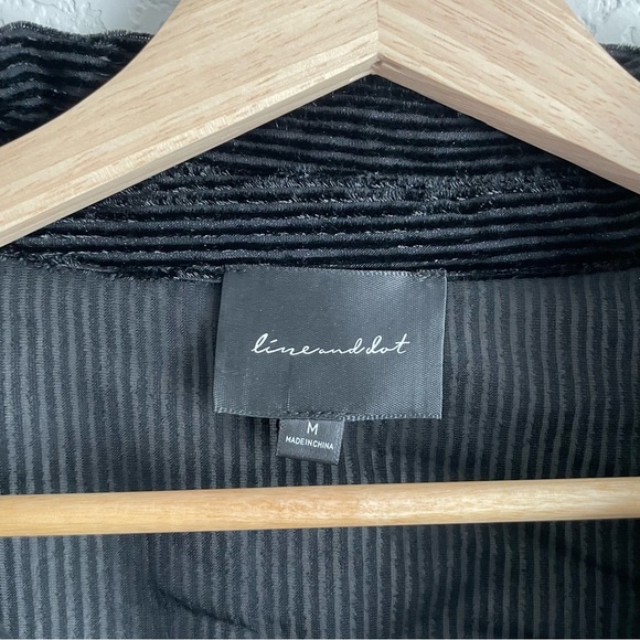 Line and Dot Blouse Womens Medium Michelle Velvet Striped Romantic Sheer Top - Picture 3 of 8